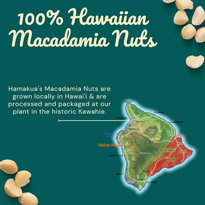 Hamakua Macadamia Nuts - Lightly Salted - Hawaiian Grown Dry Roasted Half and Whole Macadamias with