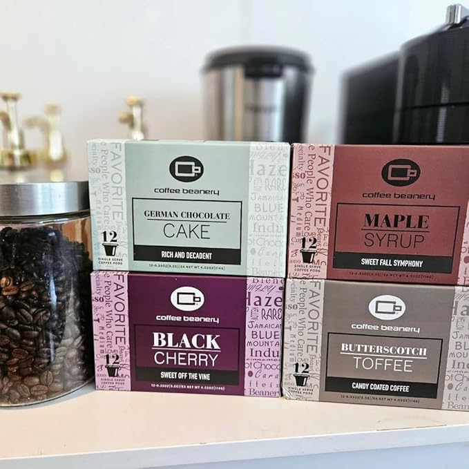 Maple Syrup Coffee Pods by Coffee Beanery | 12ct Flavored Coffee Pods Medium Roast Coffee Pods|