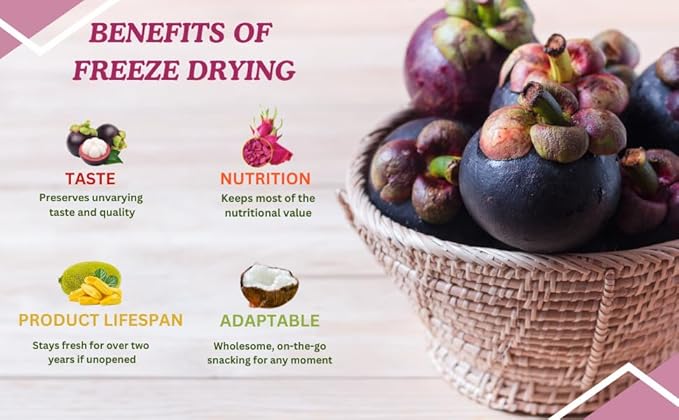NOKKI FARM Freeze Dried Mangosteen - Healthy & Exotic Tropical Fruit Snacks, No Added Sugar or