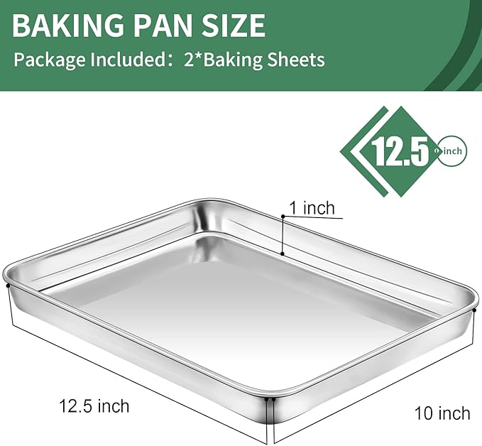 Baking Sheets Set of 2, HKJ Chef Cookie Sheets 2 Pieces & Stainless Steel Baking Pans & Toaster