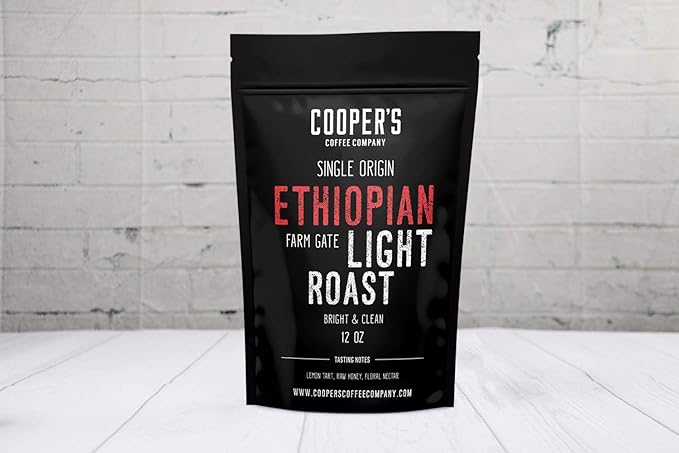 Ethiopian Bold Light Roast Coffee, Gourmet Single-Origin Coffee Beans from Ethiopia, Whole Bean