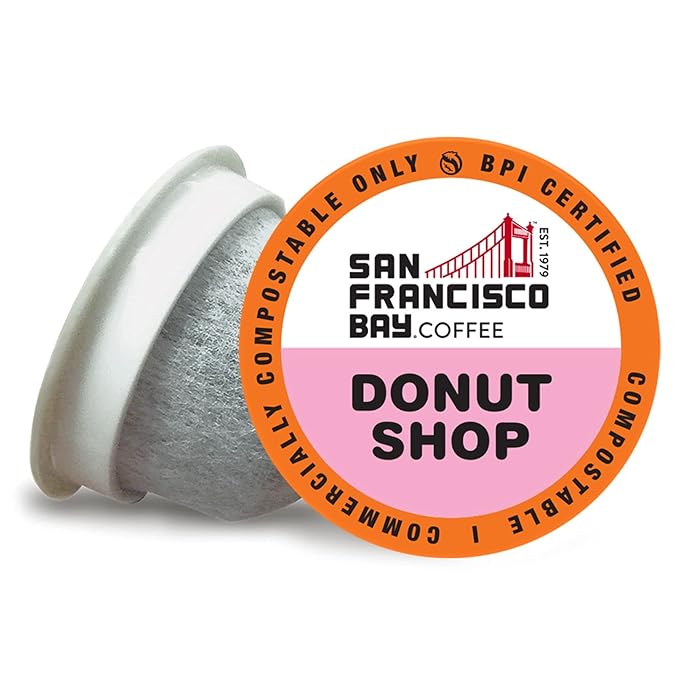 San Francisco Bay Compostable Coffee Pods - Donut Shop (12 Ct) K Cup Compatible including Keurig