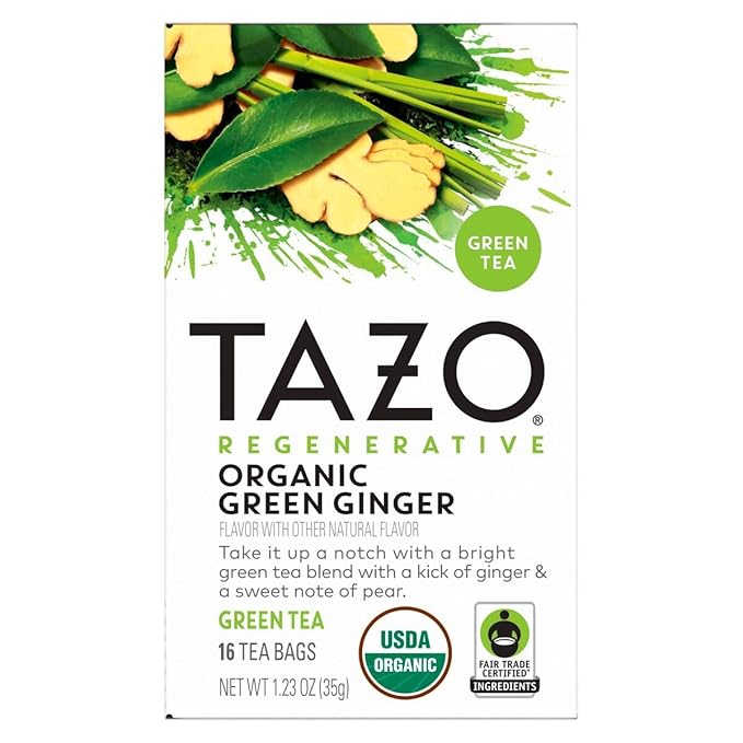 TAZO Tea Bags, Regenerative Organic: Refresh Mint Herbal, Zen Green, Green Ginger, Chai Black