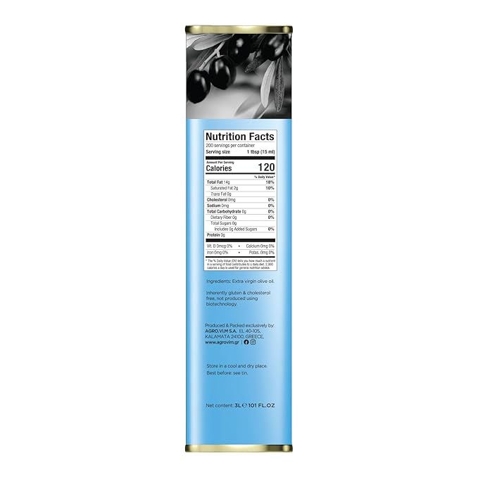 ILIADA Greek Extra Virgin Olive Oil 3L | 100% Greek | Monovarietal Koroneiki | Cold-Pressed | High