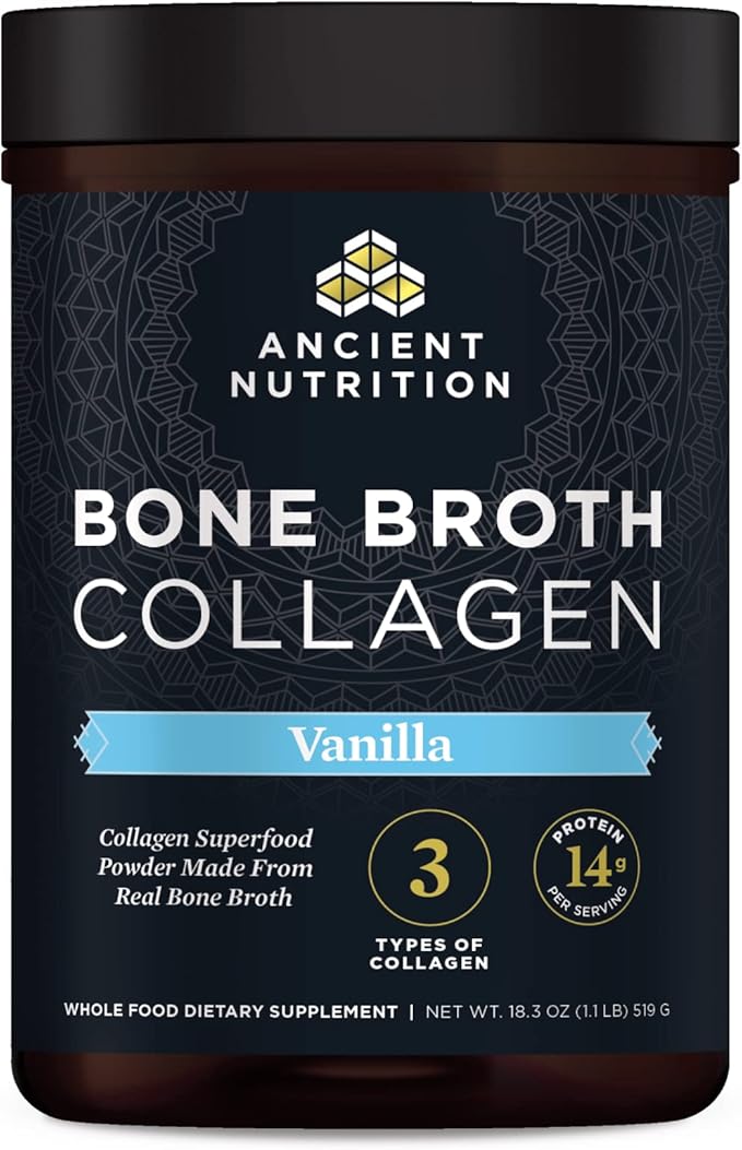 Ancient Nutrition Collagen Powder, Bone Broth Collagen, Vanilla, Hydrolyzed Multi Collagen