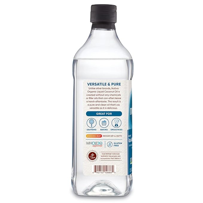 Nutiva Organic Liquid Fractionated Coconut Oil 32 Fl Oz - USDA Organic, Non-GMO. Edible, Pure