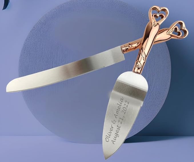 GIFTS INFINITY Personalized Wedding Cake Knife and Server Set Free Engraving - Valentine's