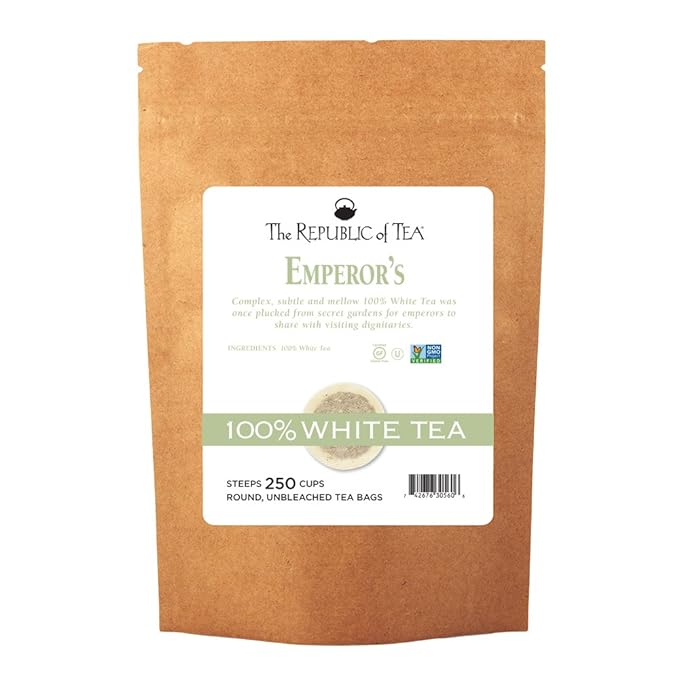 The Republic of Tea – Emperor’s 100% White Tea Bags, Steeps 250 Low-Caffeinated Cups