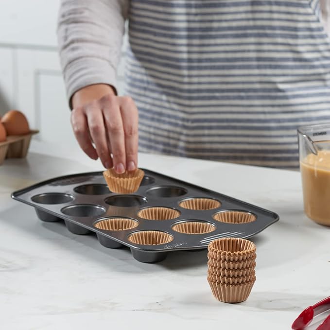 GUSTO [500 Pcs] Kraft Mini Cupcake Liners for Baking - Food Grade & Grease-Proof, Durable Baking