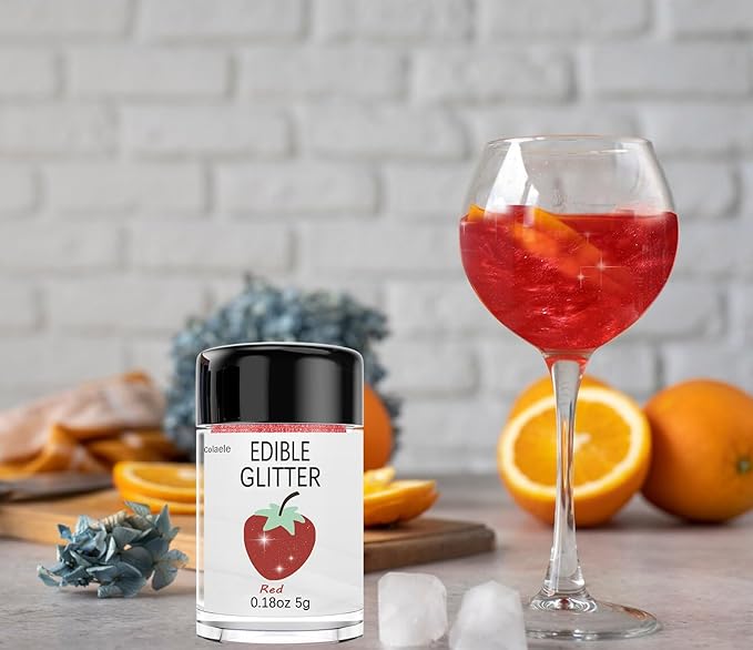 Red Edible Glitter Glimmer Powder for Cakes Drinks - Colaele 5 grams Food Grade Luster Dust