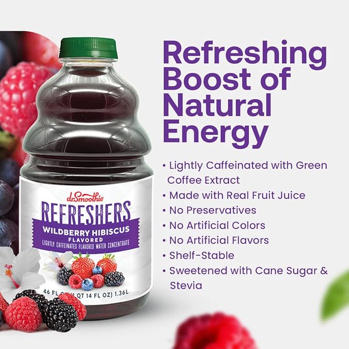 Dr. Smoothie Refreshers Wildberry Hibiscus ??Made with Real Fruit Juice ??Drink Concentrate, No