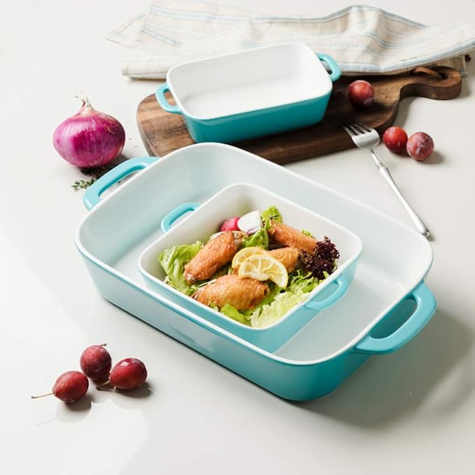 Sweejar Ceramic Bakeware Set, Rectangular Baking Dish for Cooking, Kitchen, Cake Dinner, Banquet