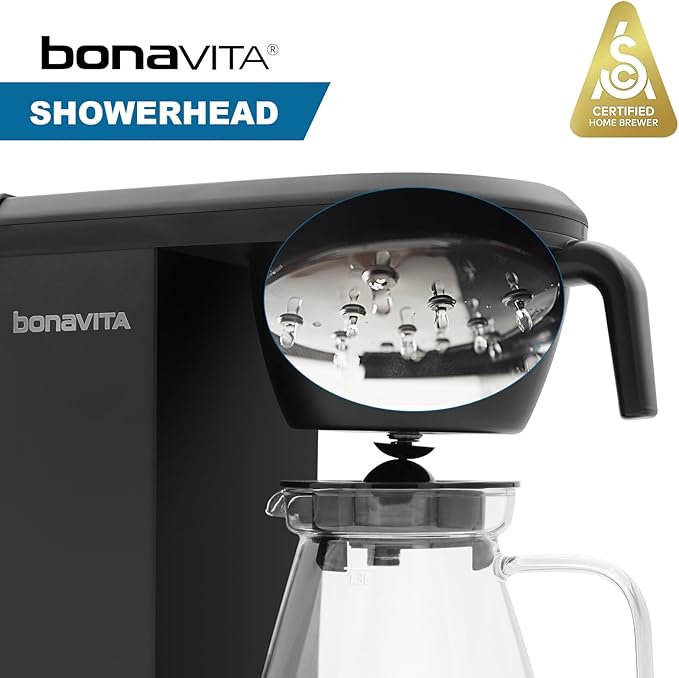 Bonavita Enthusiast 8 Cup Drip Coffee Brewer, Pour Over, SCA Certified Coffee Machine with Glass