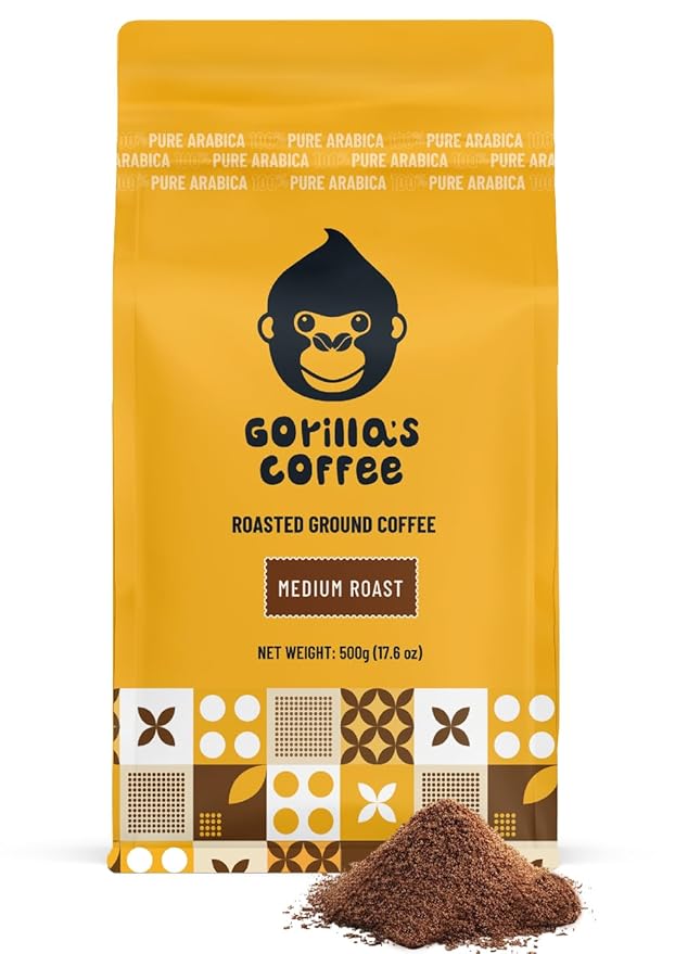 Gorilla's Coffee 100% Arabica - Medium Roast Ground Coffee, Fair Trade, Smooth, Balanced, Aromatic