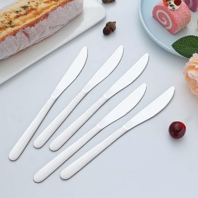 24 Pieces Knives Set - 9 Inches Dinner Knives, Butter Knife, Food Grade Stainless Steel Table Knife