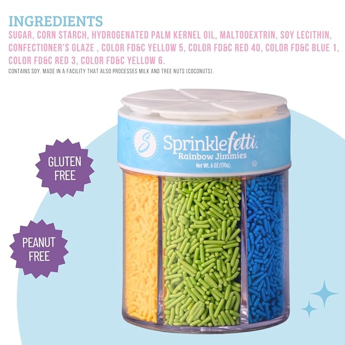 Sweets Indeed Sprinkles 6 Cell Edible Sprinkle Mix Jimmies Perfect for Cake Decorations Baking Ice