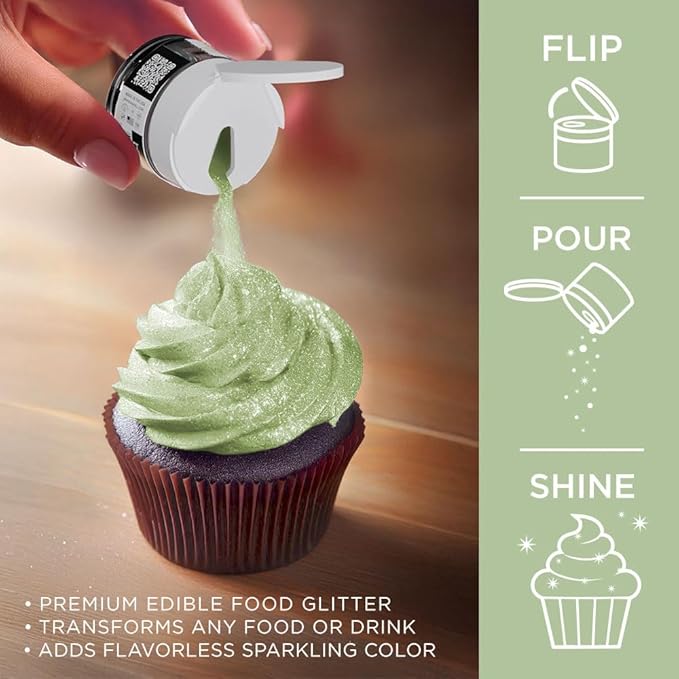 Bakell - Soft Green Tinker Dust (5g, 1x Jar) Edible Glitter for Food, Desserts, and Beverages!