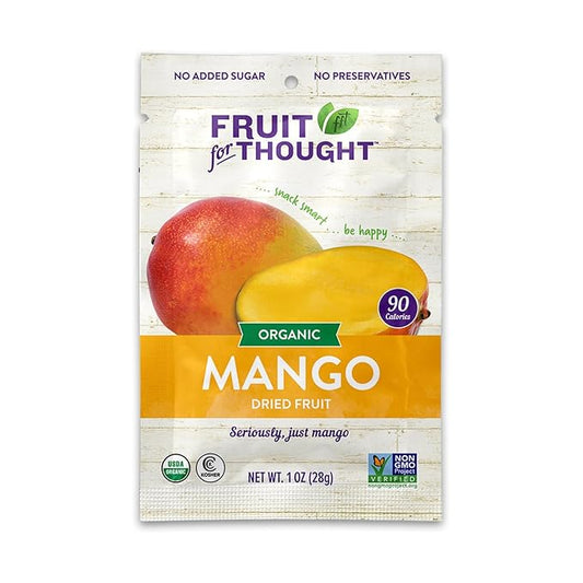 Fruit for Thought Organic Dried Mango | Dried Fruit Snack Packs Ideal for the Family | No Sugar