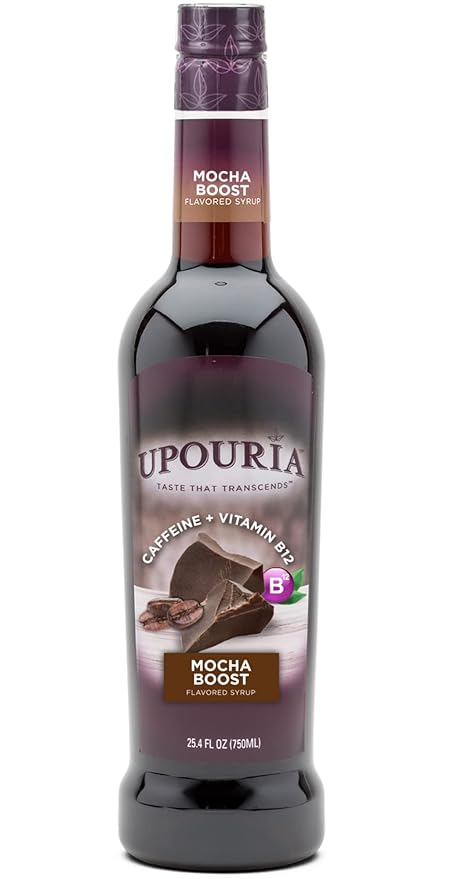 Upouria Mocha Boost Coffee Syrup Flavoring, 100% Vegan, Gluten-Free, Kosher, 750 mL Bottle (Pack of