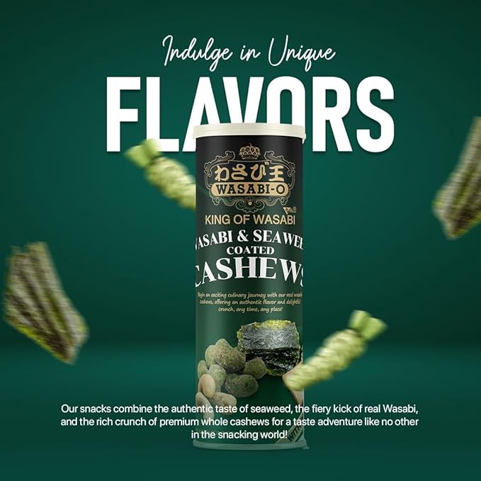 WASABI-O Cashews (6.7 Ounce (Pack of 1), Authentic Wasabi and Seaweed)