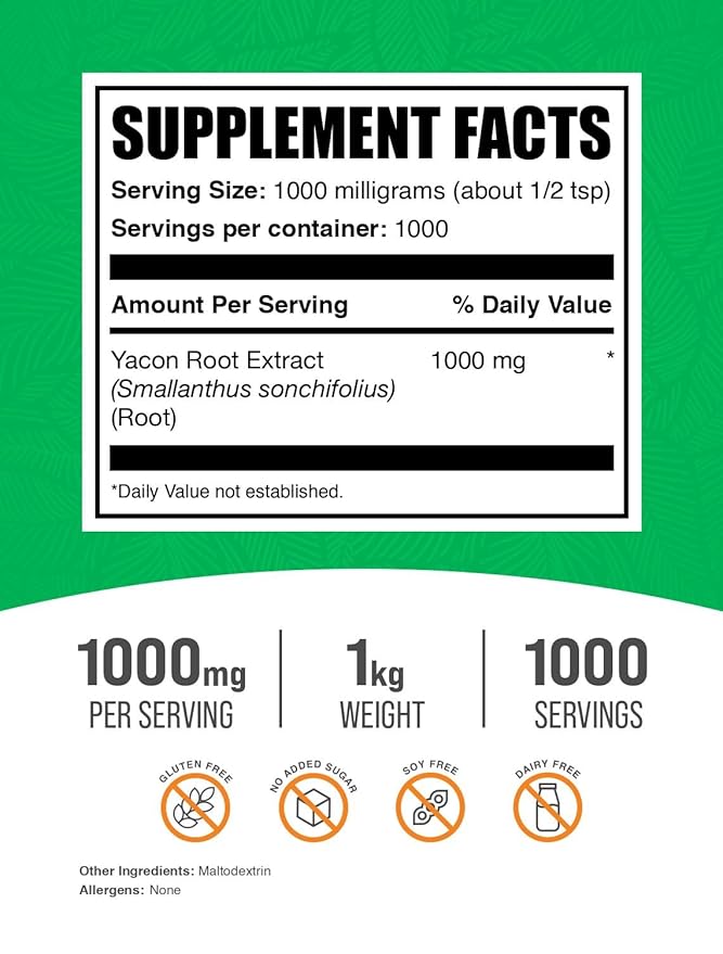 BulkSupplements.com Yacon Root Extract Powder - Natural Sweetener, Yacon Root Powder - Traditional