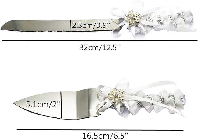 TANG SONG Stainless Steel Elegant Wedding Cake Knife and Serving Set Resin Plastic Handle Pearl