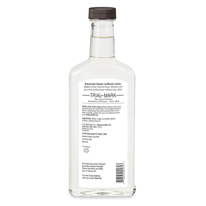 Watkins Clear Vanilla Flavor, 11 fl. oz. Bottle, 1 Count (Packaging May Vary)