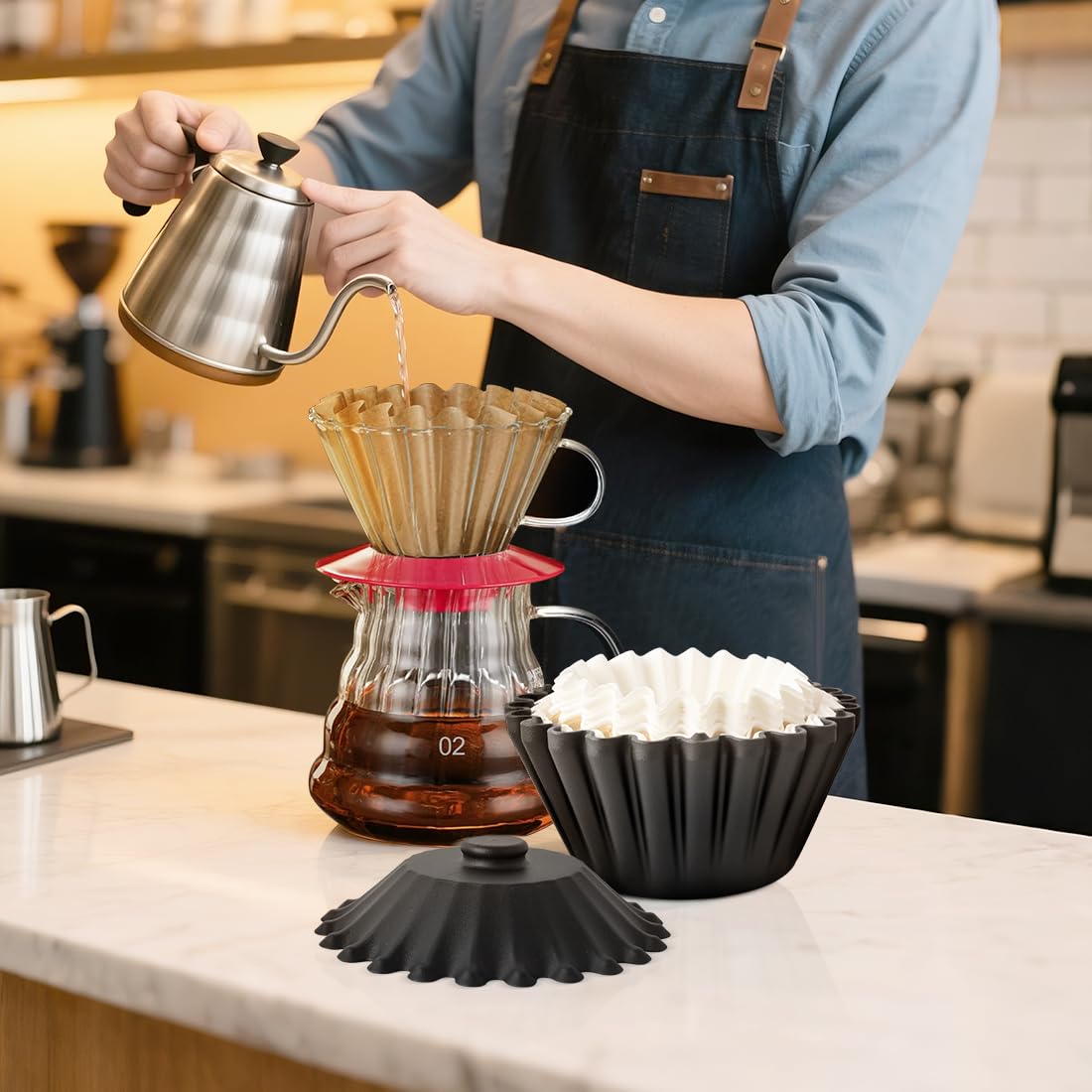Basket Coffee Filter Holder Storage-Container - Coffee Bar Counter Accessories Decor Pour Over