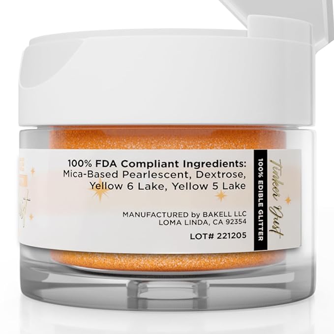 Bakell - Neon Orange Tinker Dust (5g, 1x Jar) Edible Glitter for Food, Desserts, and Beverages!