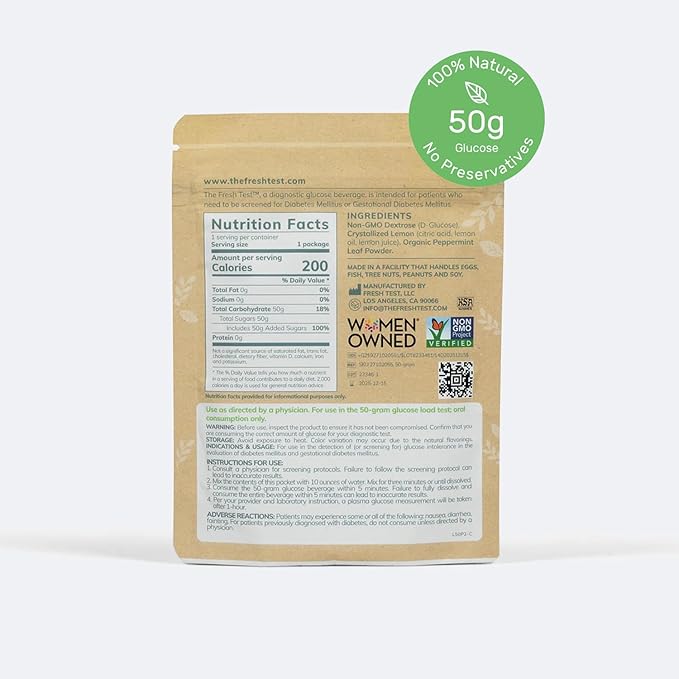 The Fresh Test, 50-gram Powder Drink Mix | Additive-Free, Non-GMO, Organic Ingredients | Mint