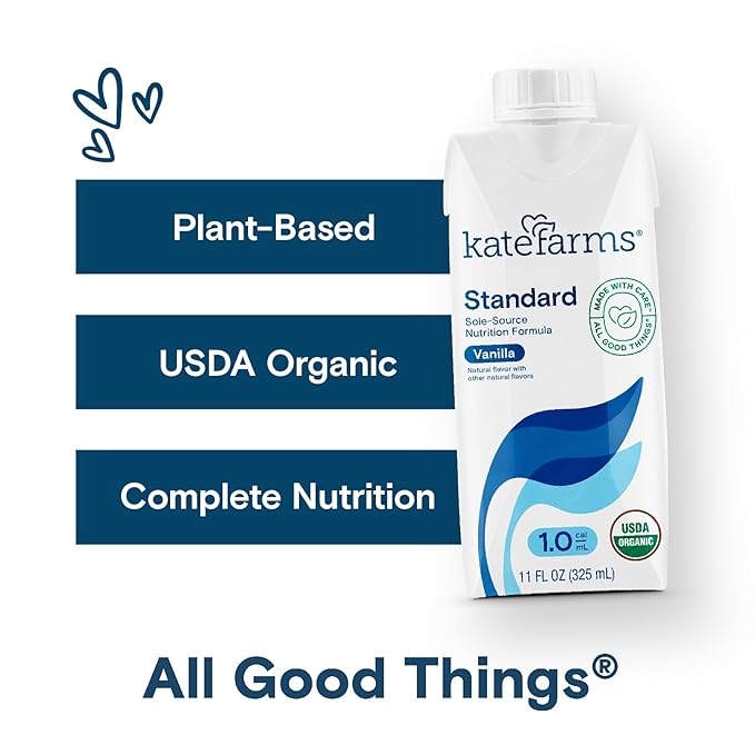 KATE FARMS Organic 1.0 Sole-Source Nutrition Shake, Vanilla, 16g Protein, 27 Vitamins and Minerals