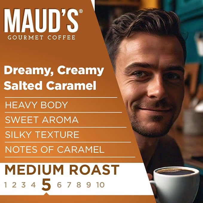 Maud's Salted Caramel Flavored Instant Coffee, 52 ct, 100% Arabica Coffee, Medium Roast, Instant