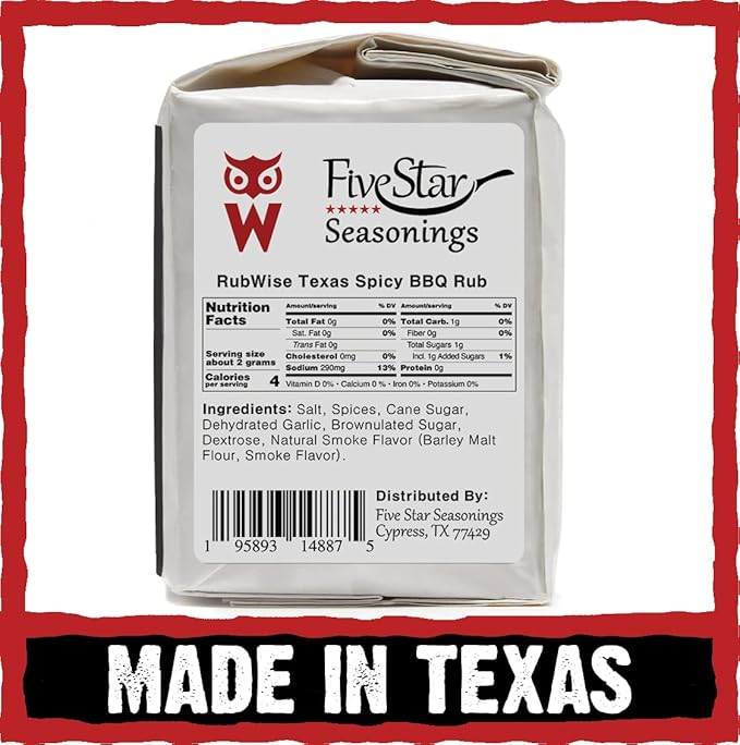 RubWise Texas Style Spicy BBQ Brisket Rub (1 lb) No MSG | Dry Spice Blend Seasonings for Smoking
