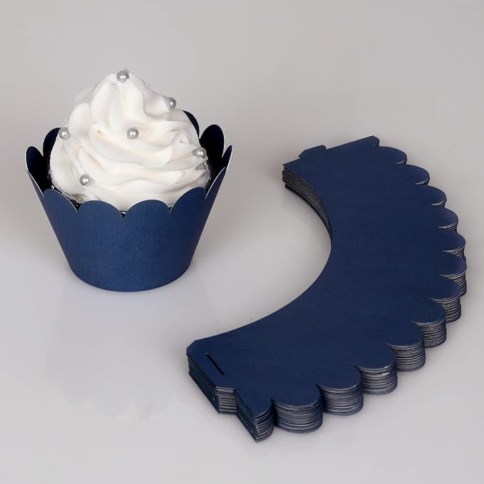 KPOSIYA Set of 100 Artistic Bake Cake Cups Filigree Little Vine Lace Laser Cut Cupcake Wrapper