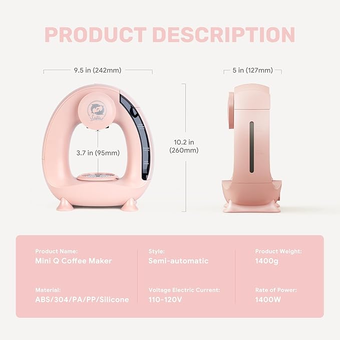 Single Serve Coffee Maker,Fast Brew in 2 minutes,Stylish竊낧ompact Design,MINI Q 2 IN 1 Coffee
