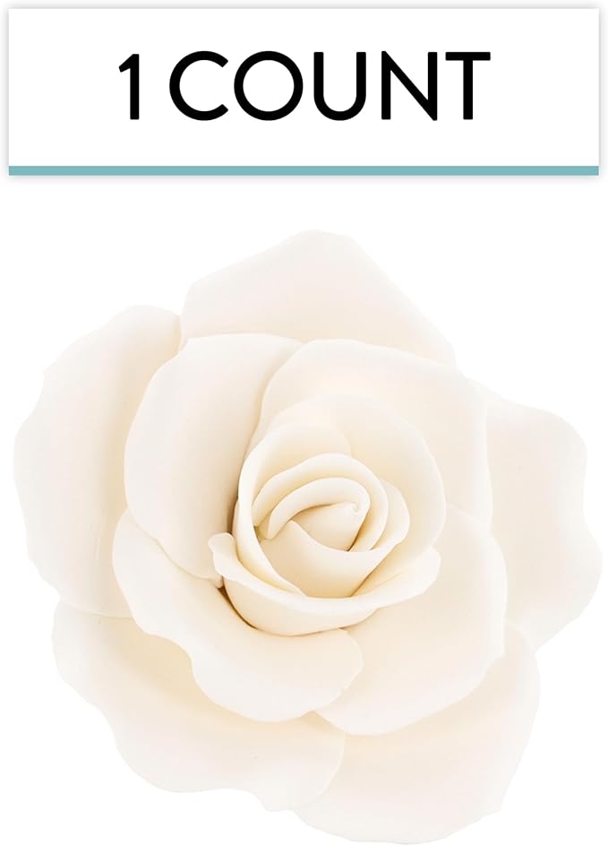 Global Sugar Art Rose Sugar Cake Flowers Jumbo White, 1 Count by Chef Alan Tetreault