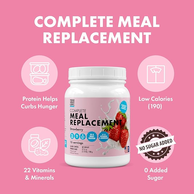 Yes You Can! Meal Replacement Shake - 20G Protein, 5G Fiber, 21 Vitamins & Minerals - Meal