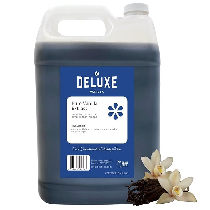 Deluxe Vanilla Pure Vanilla Extract Bulk - 128 oz /1 Gallon Made From Ugandan Vanilla Bean with