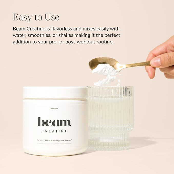 Beam Creatine Monohydrate Powder - Micronized Creatine for Muscle Growth, Strength, Endurance &