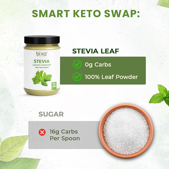 Bixa Botanical Stevia Leaf Powder | Stevia Rebaudiana | 200 GRAMS / 7 OZ | Natural Alternative of
