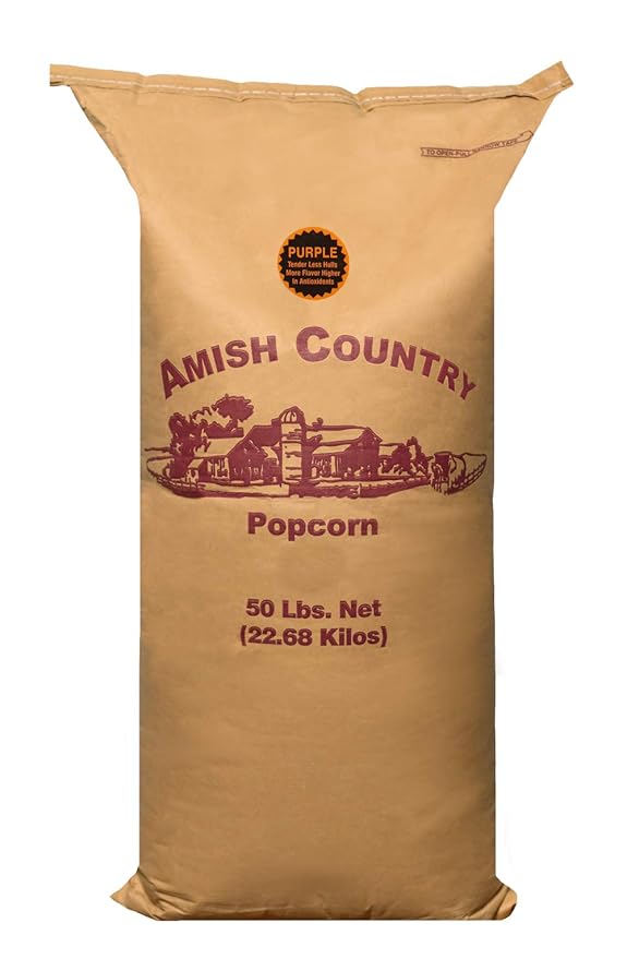 Amish Country Popcorn | 50 lbs Bag | Purple Popcorn Kernels | Old Fashioned, Non-GMO and Gluten