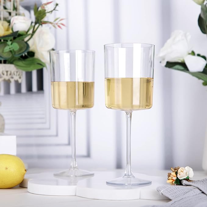 Ciaell 6 Pack Plastic Wine Glasses - 10 Oz Plastic Disposable Wine Glasses with Stem Perfect for