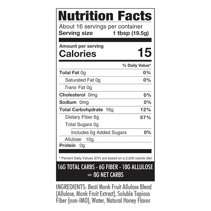 Wholesome Yum Zero Sugar Honey Substitute (2 Pack) - Natural Sugar Free Honey Alternative With Monk
