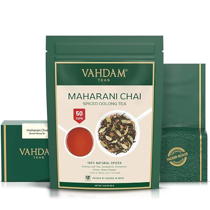 VAHDAM Maharani Chai Oolong Tea (50 Cups) | 100% NATURAL SPICES | Masala Chai Tea Loose Leaf |