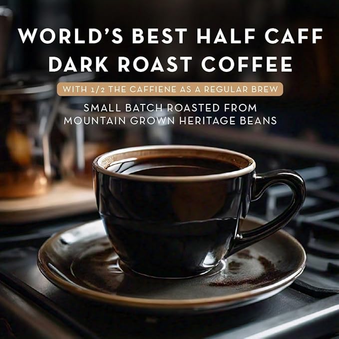 World's Best Half Caff Dark Roast Coffee Pods, 100 ct, Recyclable Single Serve Pods – 100% Arabica