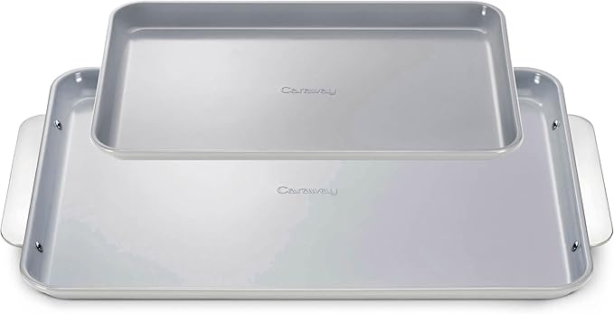 Caraway Non-Stick Ceramic Baking Sheet Duo - Naturally Slick Ceramic Coating - Non-Toxic, PTFE &