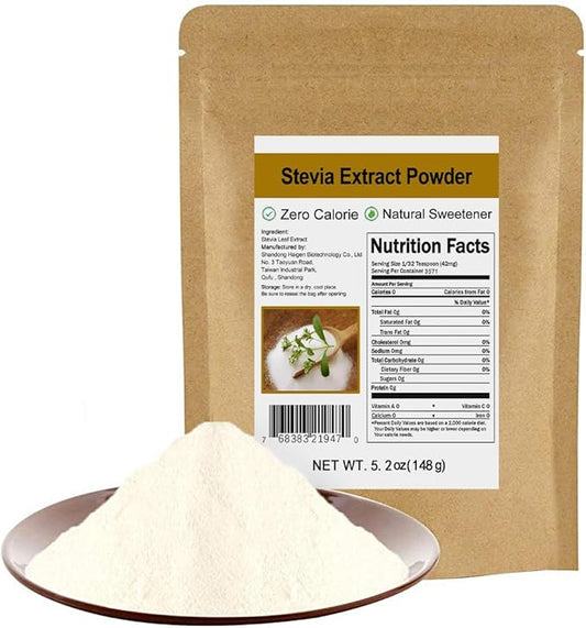 Pure Stevia Extract Powder without Erythritol 5.2oz(148g) - Highly Concentrated Stevia Powder