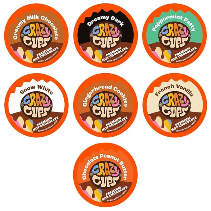 Crazy Cups Premium Hot Chocolate Single Serve Cups for Keurig K Cup Brewers, Variety Pack Sampler