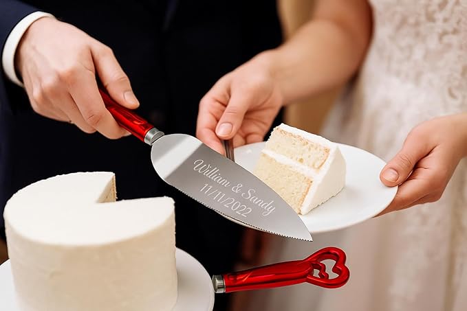 GIFTS INFINITY Personalized Wedding Cake Knife and Server Set Free Engraving - Valentine's