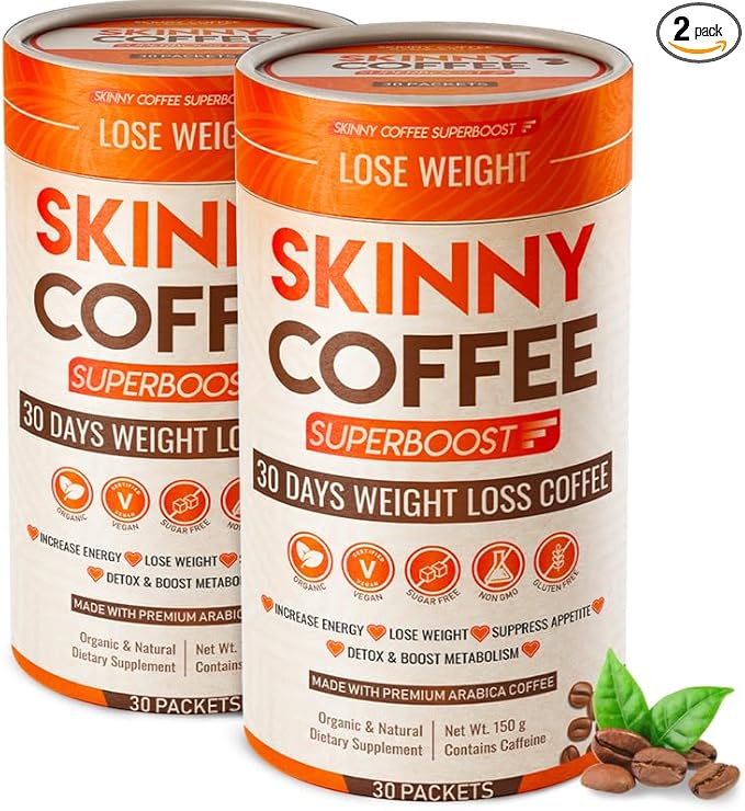 Skinny Coffee Super Boost Weight Loss Coffee, Belly Fat Burner for Women & Men, Sugar-Free, Keto